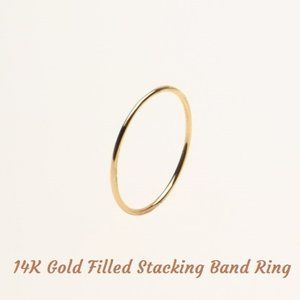 (SET of TWO Size 8) 14K Gold Filled Minimalist Stacking Rings Stamped 1/20 14K